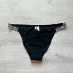 Pain De Sucre Black Crystal Jewel Chain Side Seloua Bikini Bottoms - House Of Huntington