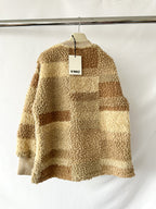 YMC Sara Teddy Fleece Beige Brown Patchwork Sweatshirt