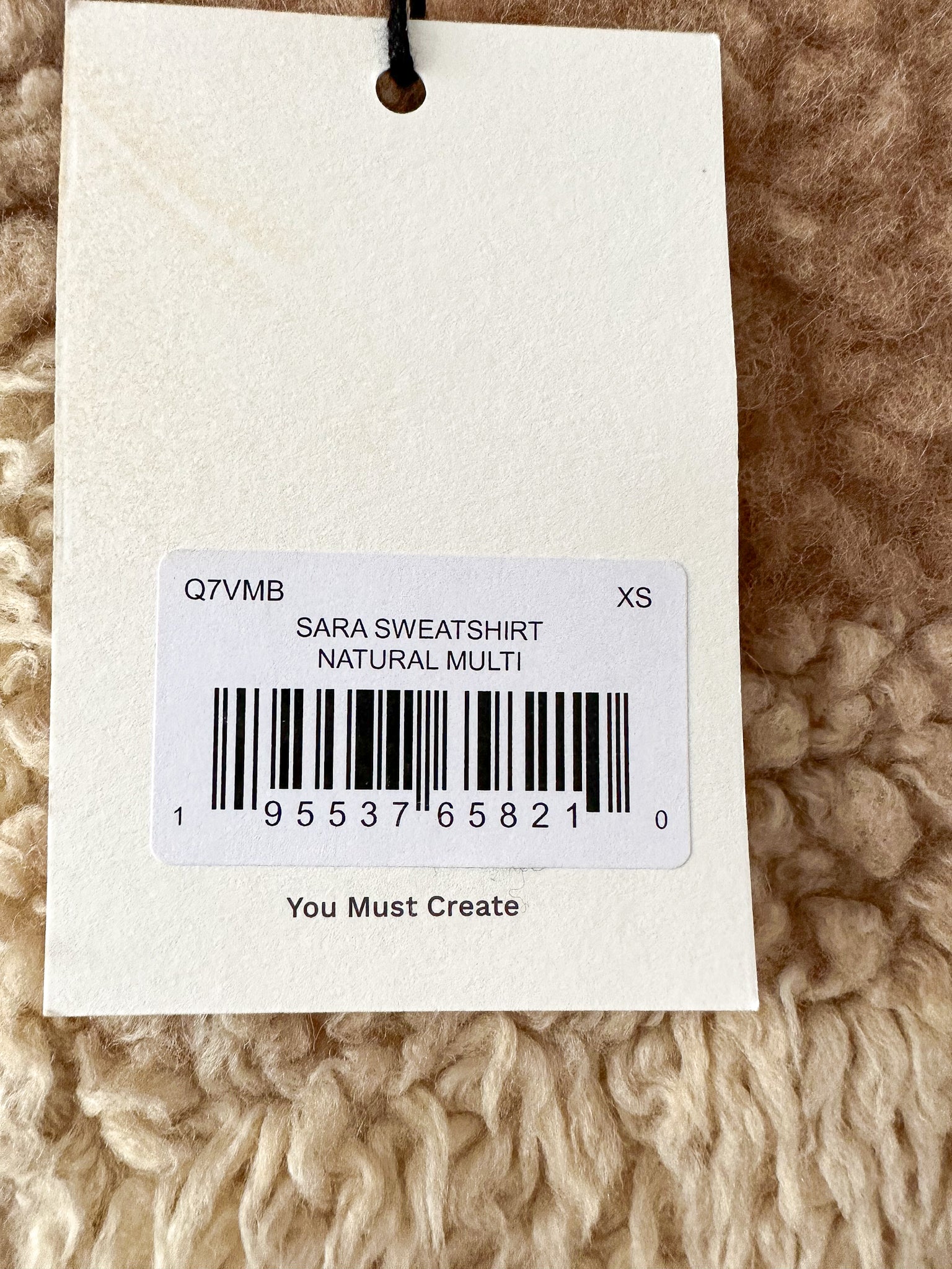 YMC Sara Teddy Fleece Beige Brown Patchwork Sweatshirt