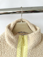 Off-White Logo Spellout Front Beige Teddy Fleece Zip-Up Neck Sweatshirt