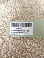 Off-White Logo Spellout Front Beige Teddy Fleece Zip-Up Neck Sweatshirt