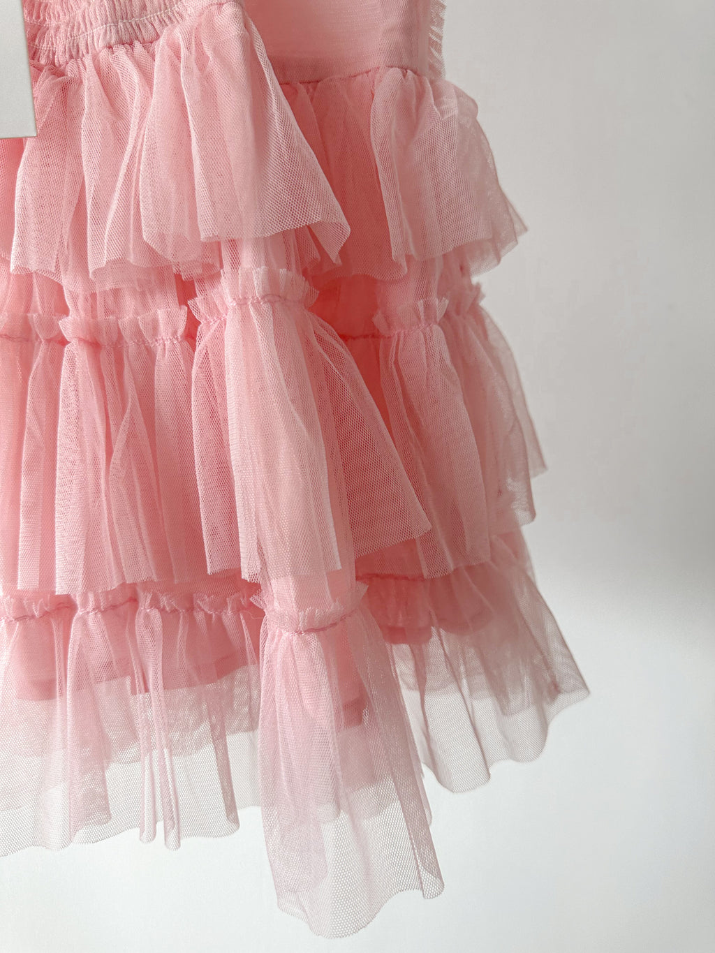 Amy Jane London Pink Iris Lace Coquette Corset Bodice Tiered Ruffle Tulle Hem Mini Dress - House Of Huntington