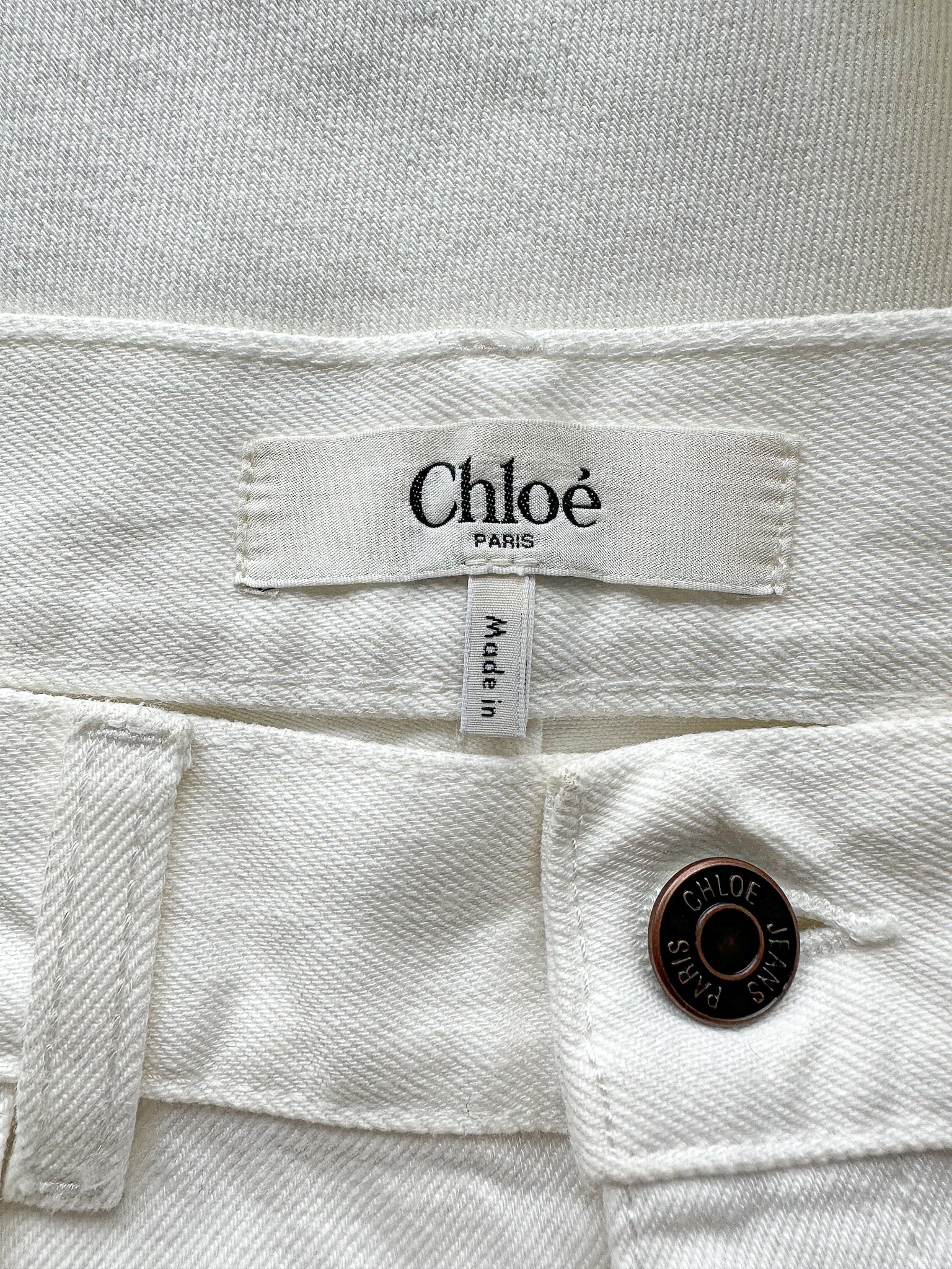 Chloe Runway White High Rise Flared Denim Jeans