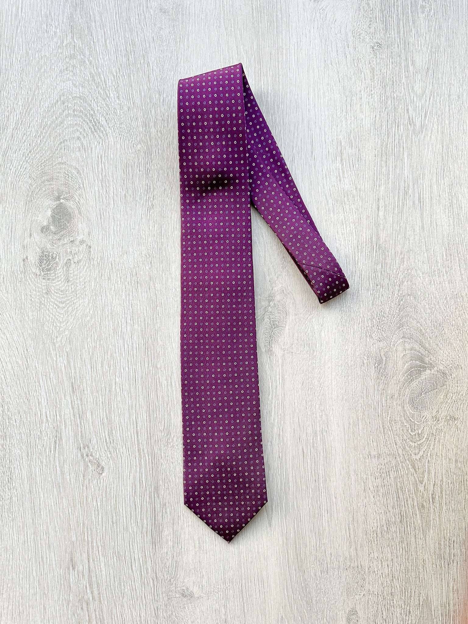 E Marinella Purple Dotted Pattern Tipped Tie