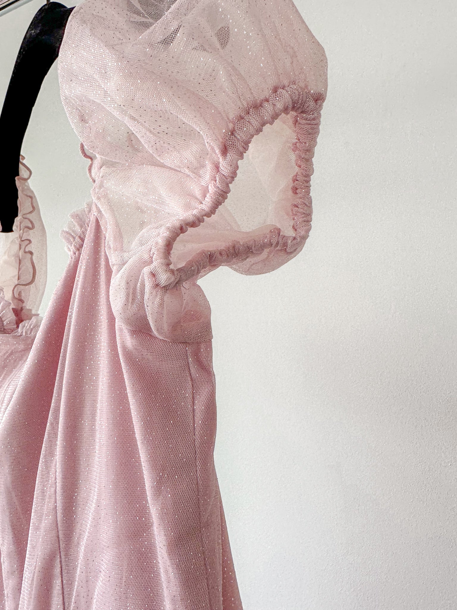 Amy Jane London Pink Tiffany Corset Bodice Sparkly Tulle Puff Sleeve Sweetheart Neck Maxi Gown - House Of Huntington