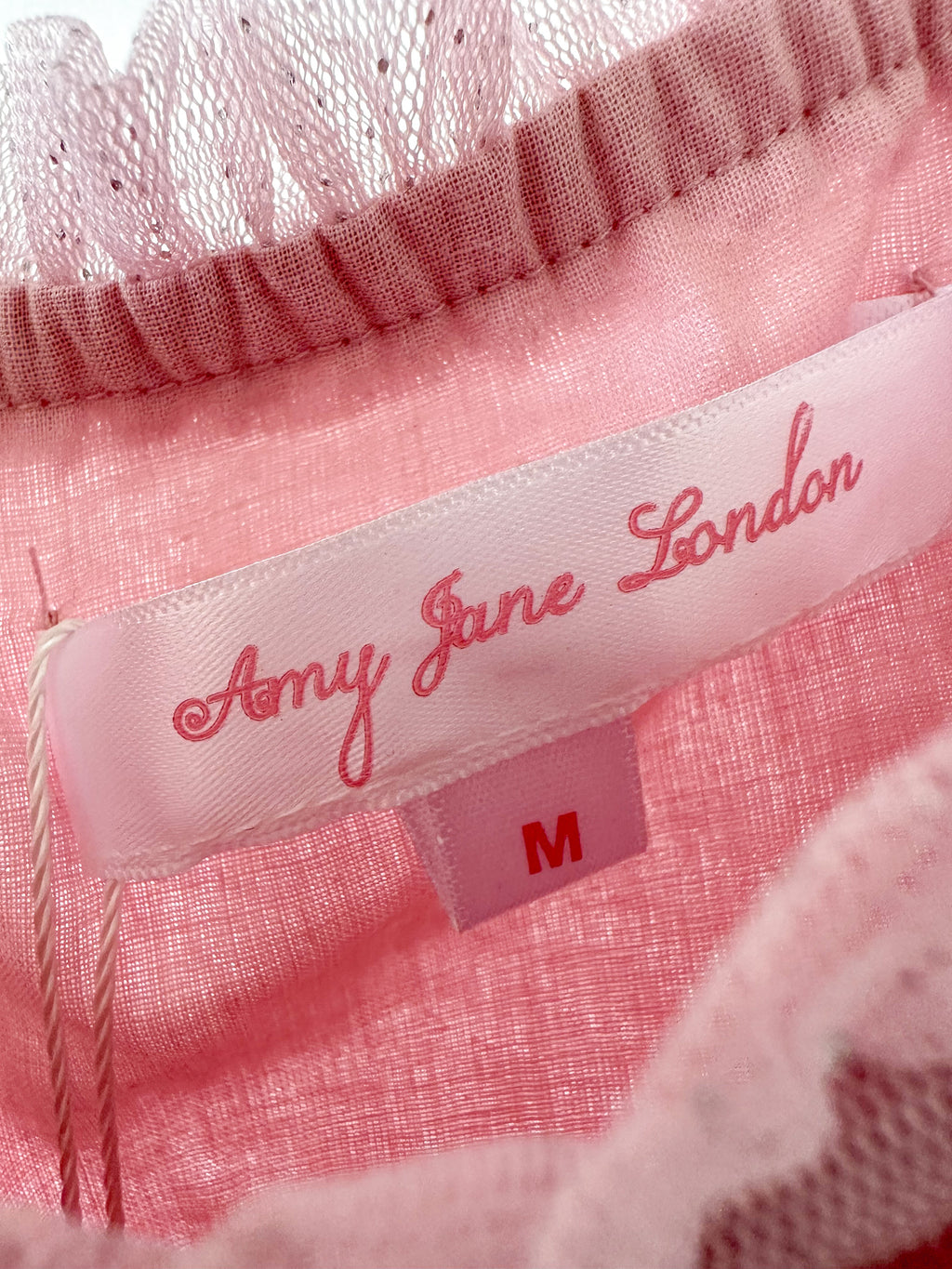 Amy Jane London Pink Tiffany Corset Bodice Sparkly Tulle Puff Sleeve Sweetheart Neck Maxi Gown - House Of Huntington