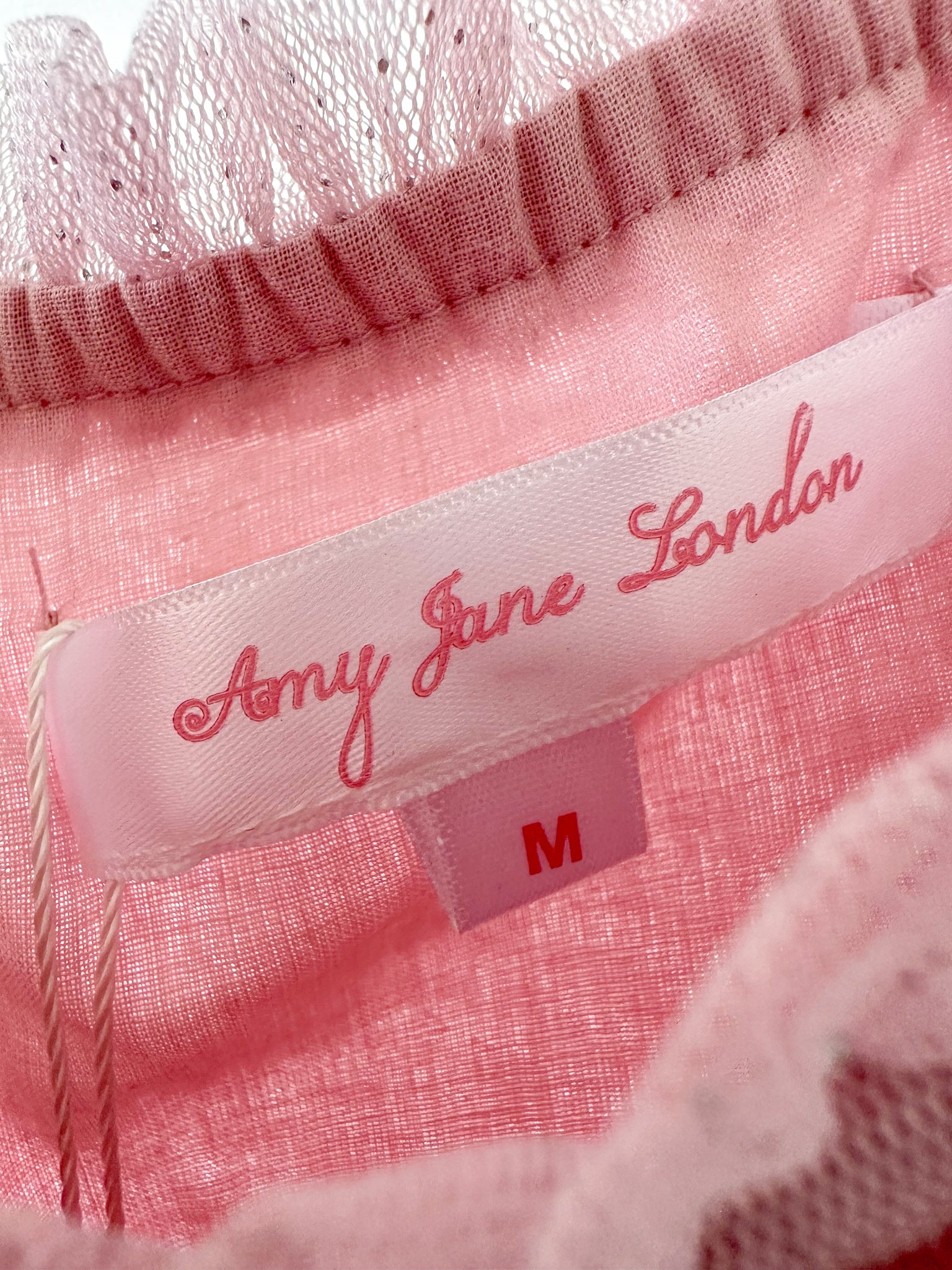 Amy Jane London Pink Tiffany Corset Bodice Sparkly Tulle Puff Sleeve Sweetheart Neck Maxi Gown - House Of Huntington