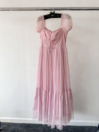Amy Jane London Pink Tiffany Corset Bodice Sparkly Tulle Puff Sleeve Sweetheart Neck Maxi Gown - House Of Huntington