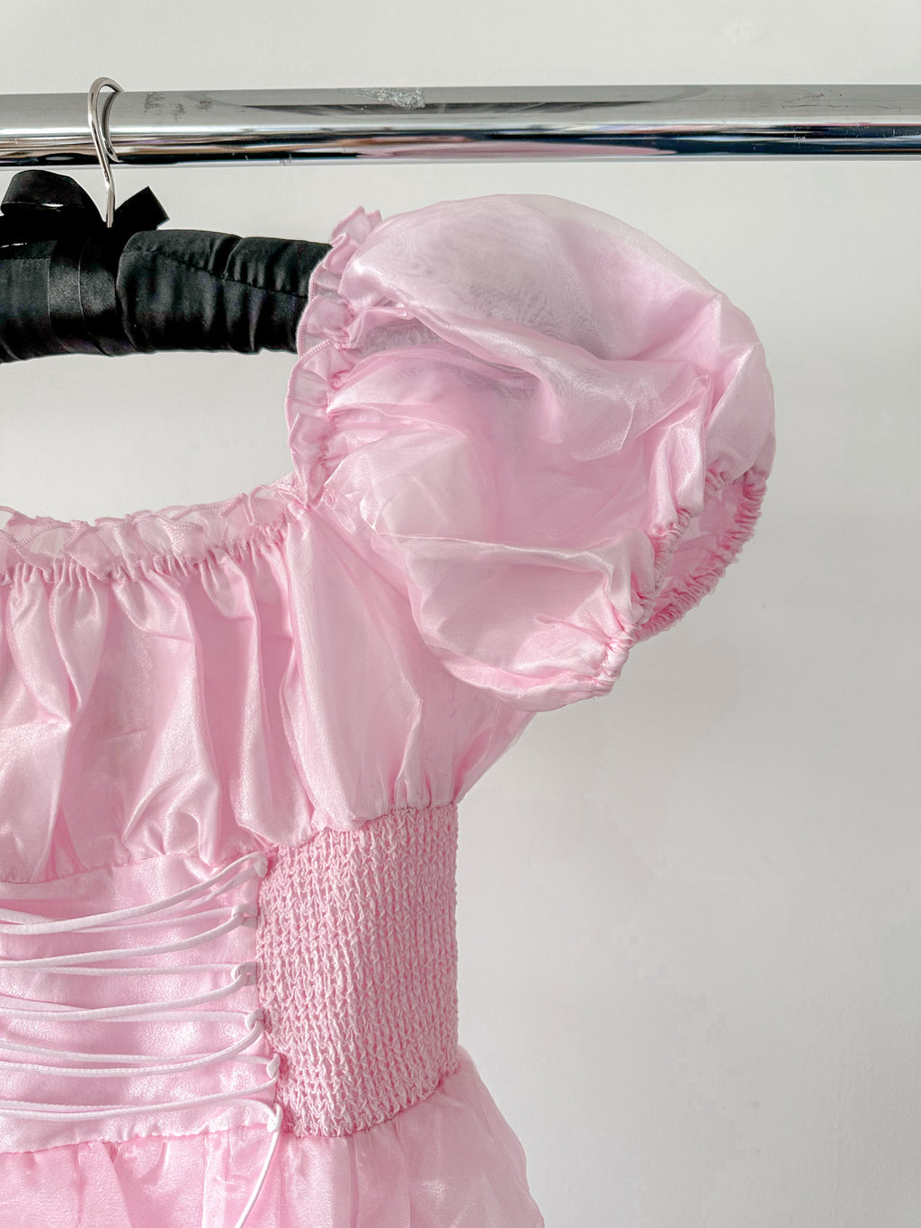 Amy Jane London Pink Arabella Organza Puff Sleeve Corset Bodice Fairytale Coquette Mini Dress - House Of Huntington