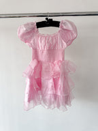 Amy Jane London Pink Arabella Organza Puff Sleeve Corset Bodice Fairytale Coquette Mini Dress - House Of Huntington