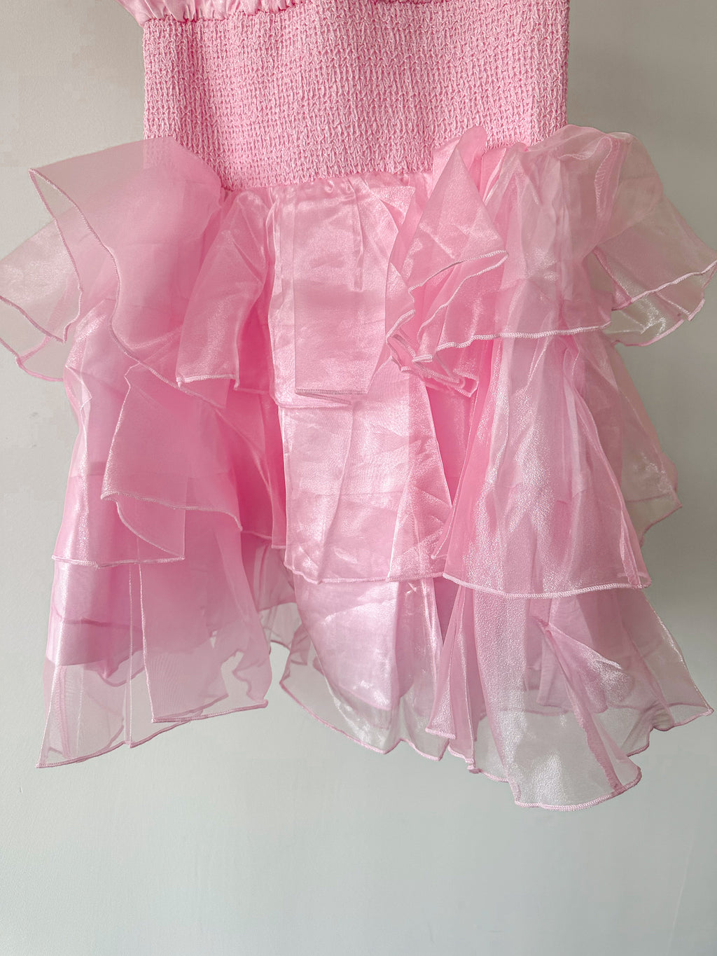 Amy Jane London Pink Arabella Organza Puff Sleeve Corset Bodice Fairytale Coquette Mini Dress - House Of Huntington