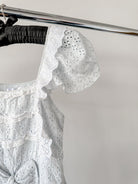 Amy Jane London White Gigi Milkmaid Bow Front Anglaise Broderie Coquette Mini Dress - House Of Huntington