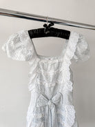 Amy Jane London White Gigi Milkmaid Bow Front Anglaise Broderie Coquette Mini Dress - House Of Huntington