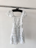 Amy Jane London White Gigi Milkmaid Bow Front Anglaise Broderie Coquette Mini Dress - House Of Huntington