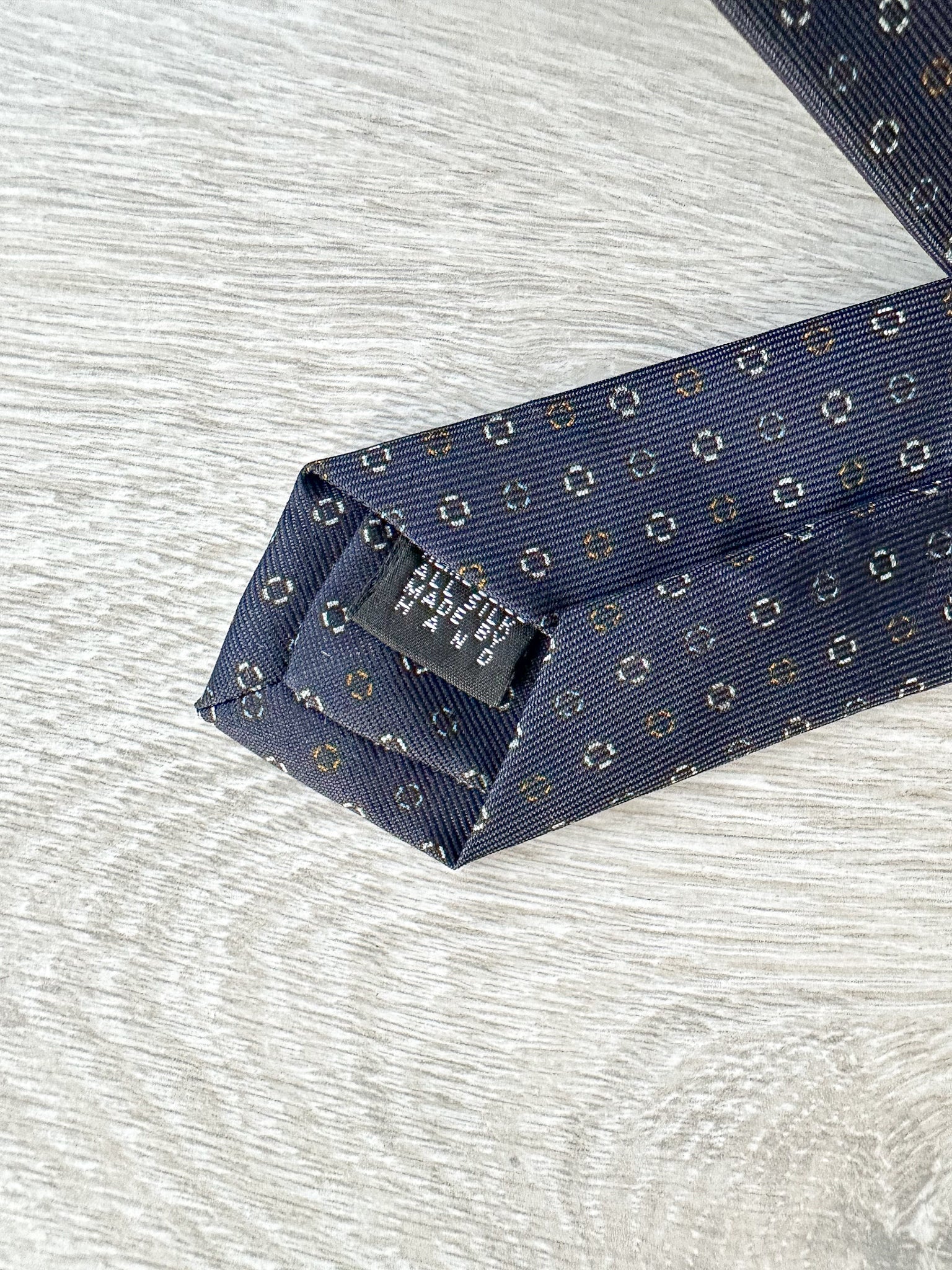 E Marinella Navy Blue Circle White Bronze Dot Print