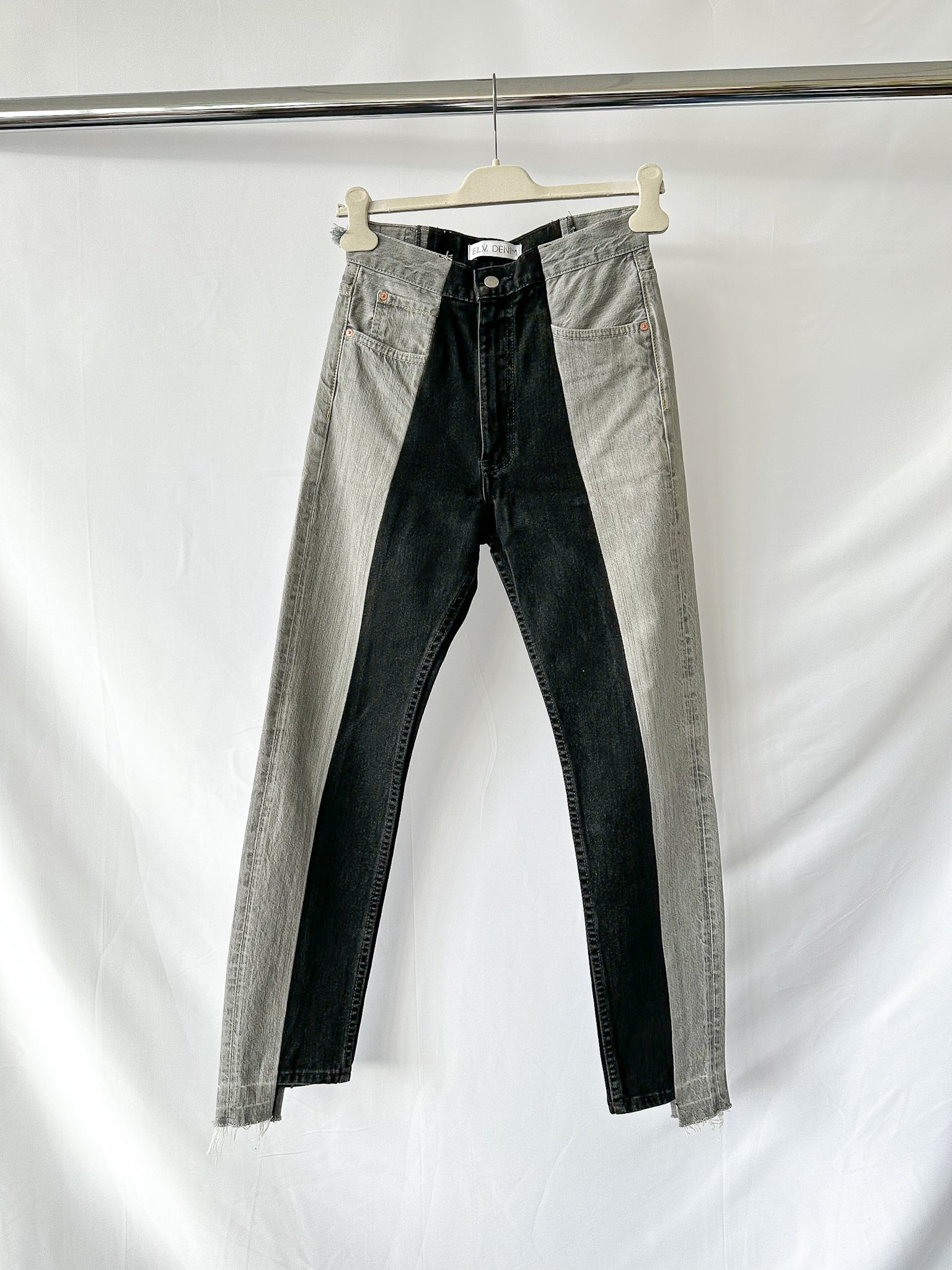 E.L.V. Denim The Twin Grey Black Two Tone Straight Leg Jeans