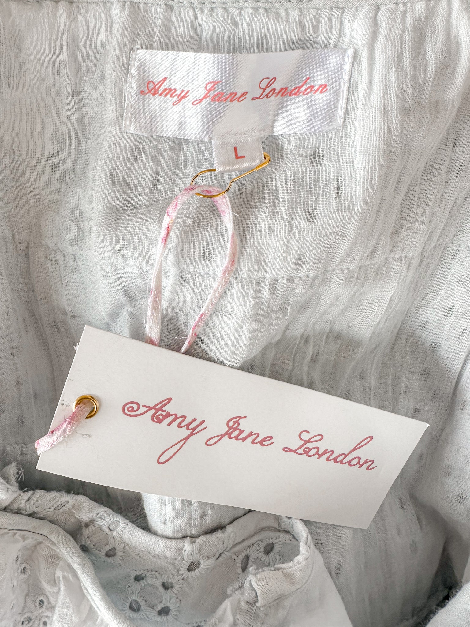 Amy Jane London White Gigi Milkmaid Bow Front Anglaise Broderie Coquette Mini Dress - House Of Huntington