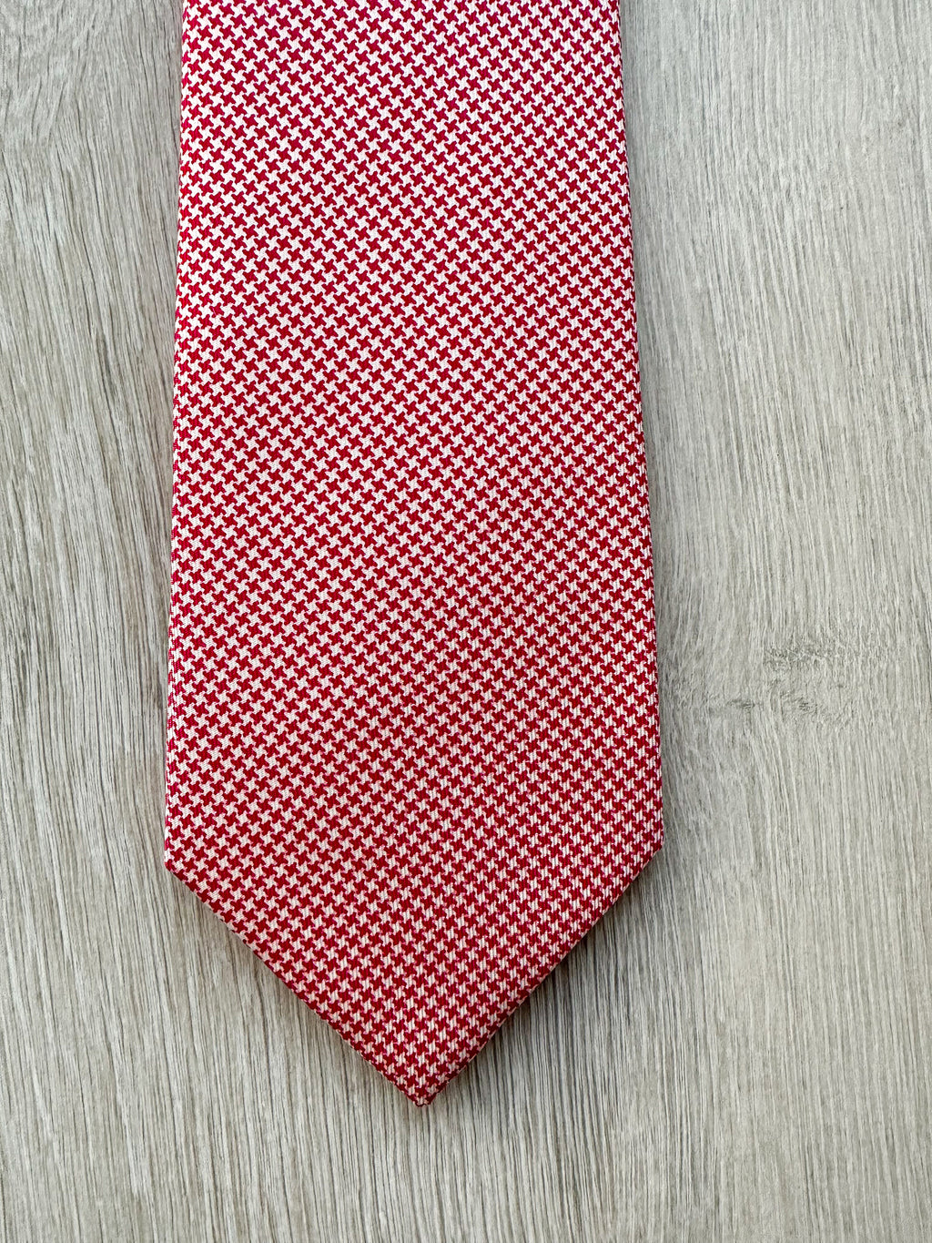 E Marinella Pink White Dogtooth Print Silk Tie