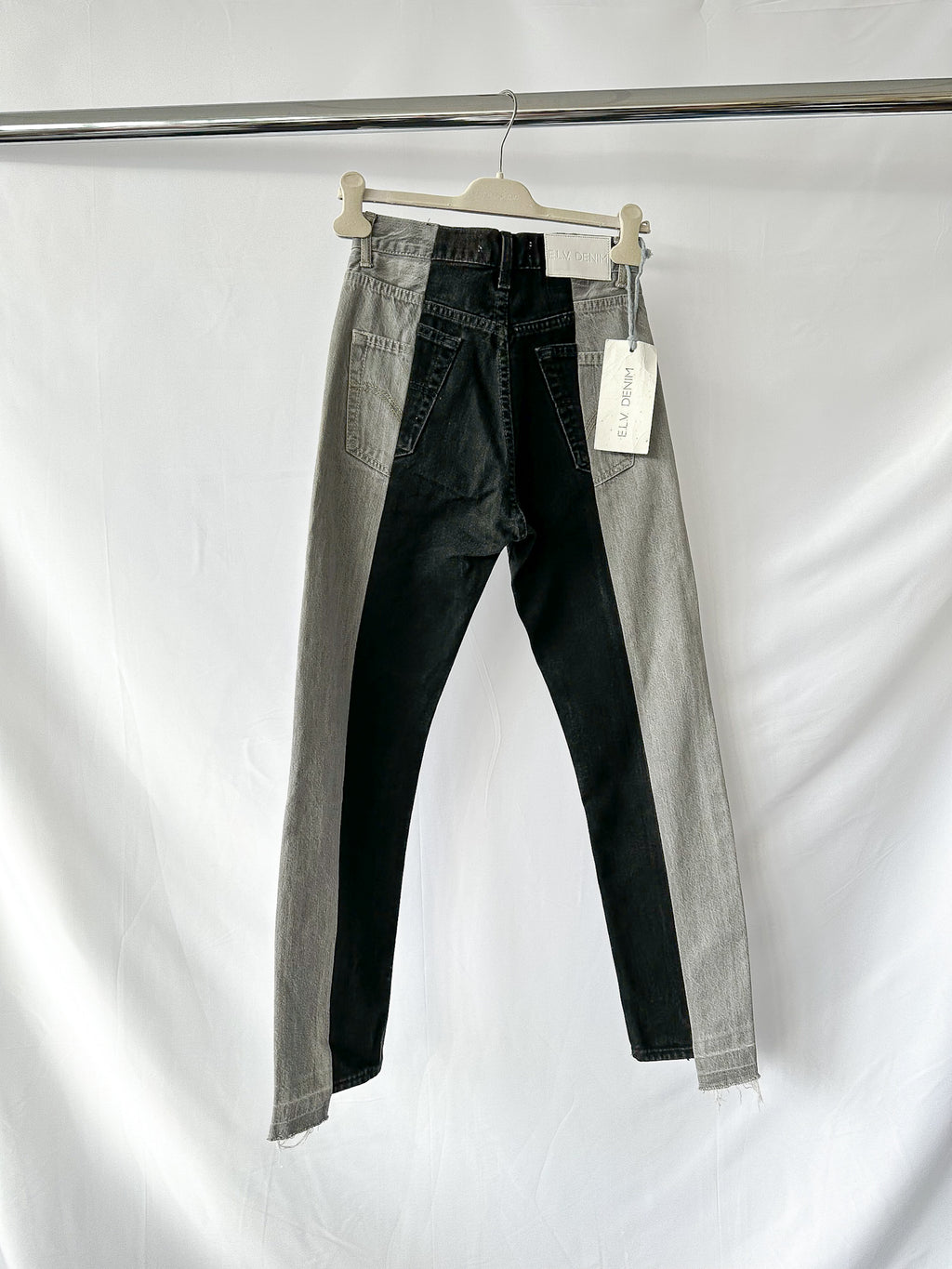 E.L.V. Denim The Twin Grey Black Two Tone Straight Leg Jeans