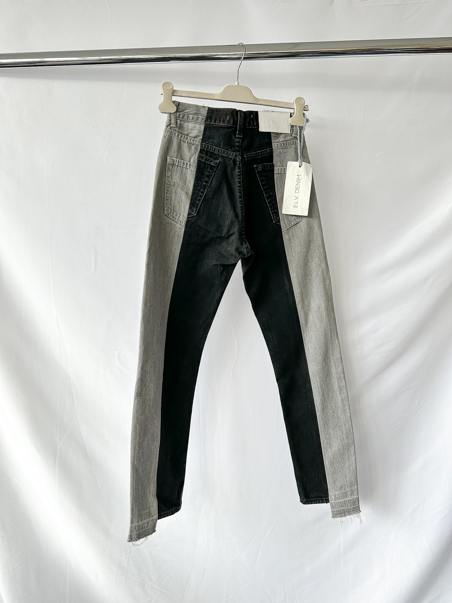 E.L.V. Denim The Twin Grey Black Two Tone Straight Leg Jeans