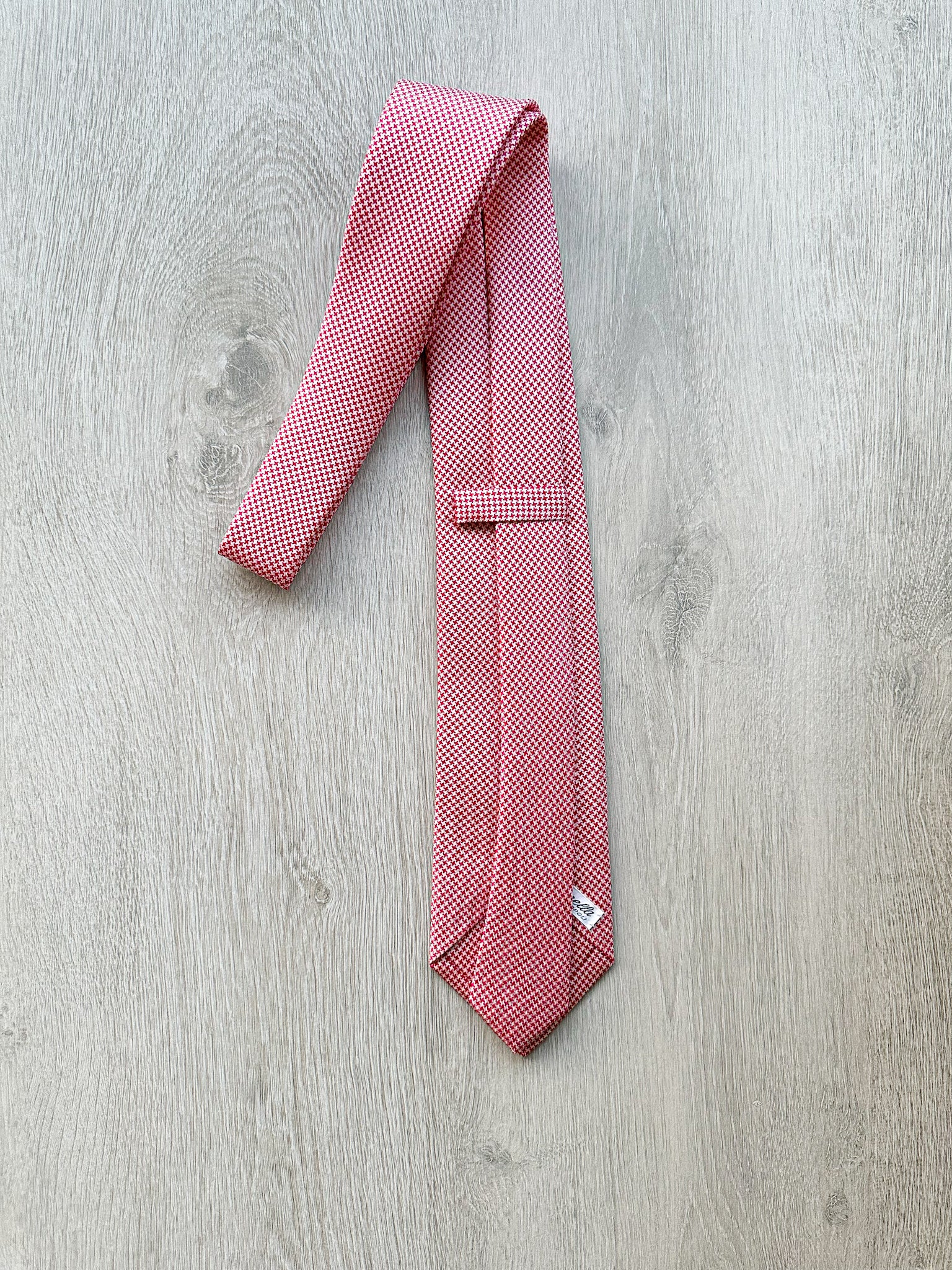 E Marinella Pink White Dogtooth Print Silk Tie