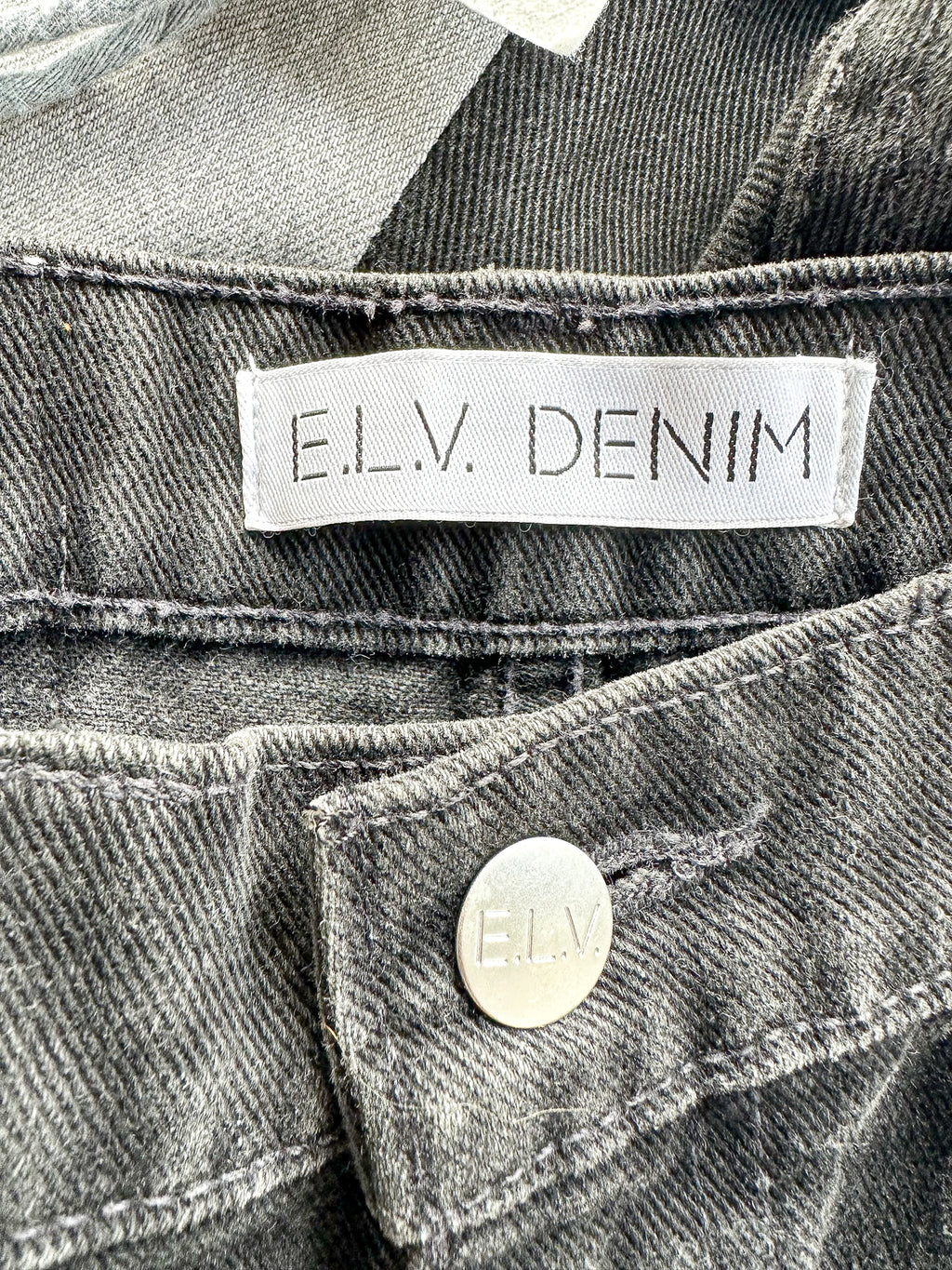 E.L.V. Denim The Twin Grey Black Two Tone Straight Leg Jeans