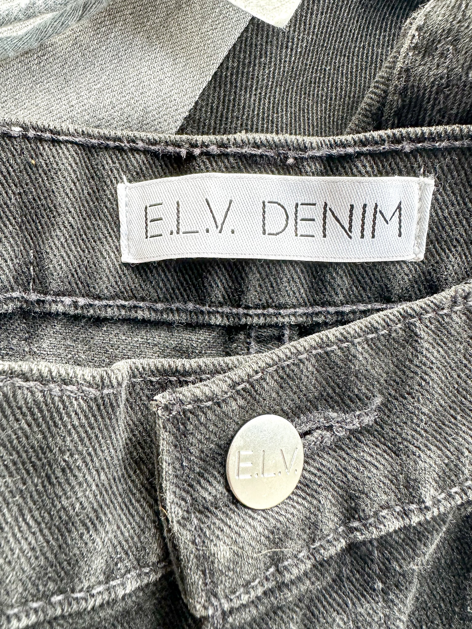 E.L.V. Denim The Twin Grey Black Two Tone Straight Leg Jeans