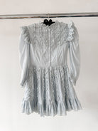 Amy Jane London Blue Annie Ruffle Pleat Detail Puff Sleeve Mini Dress - House Of Huntington