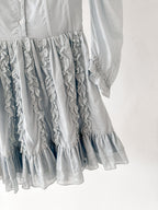 Amy Jane London Blue Annie Ruffle Pleat Detail Puff Sleeve Mini Dress - House Of Huntington