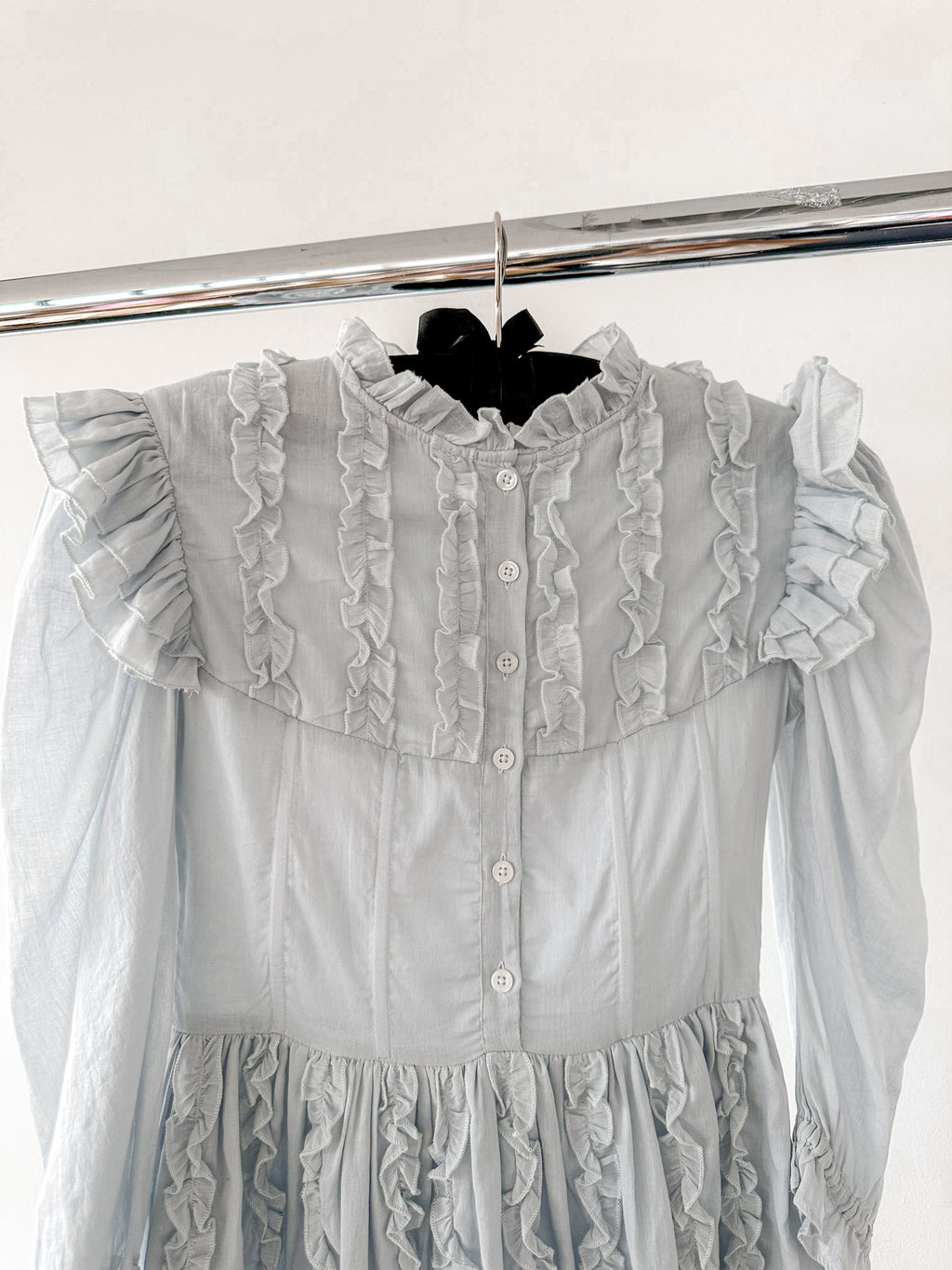 Amy Jane London Blue Annie Ruffle Pleat Detail Puff Sleeve Mini Dress - House Of Huntington