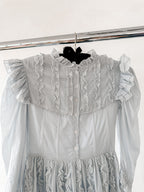 Amy Jane London Blue Annie Ruffle Pleat Detail Puff Sleeve Mini Dress - House Of Huntington