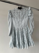 Amy Jane London Blue Annie Ruffle Pleat Detail Puff Sleeve Mini Dress - House Of Huntington