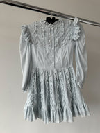 Amy Jane London Blue Annie Ruffle Pleat Detail Puff Sleeve Mini Dress - House Of Huntington