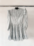 Amy Jane London Blue Annie Ruffle Pleat Detail Puff Sleeve Mini Dress - House Of Huntington