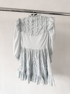 Amy Jane London Blue Annie Ruffle Pleat Detail Puff Sleeve Mini Dress - House Of Huntington