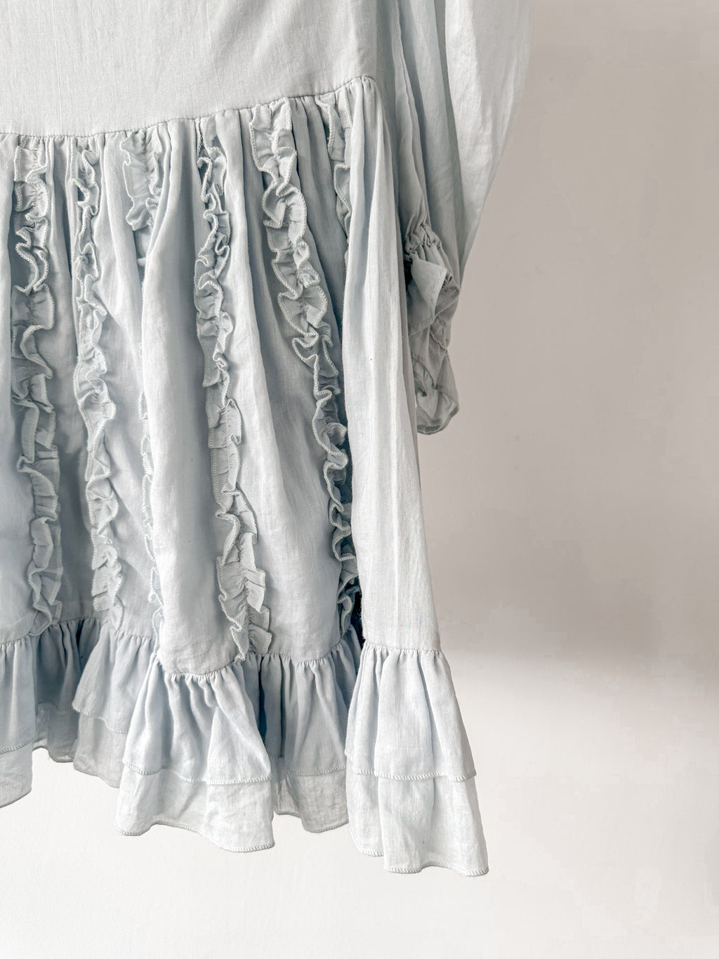 Amy Jane London Blue Annie Ruffle Pleat Detail Puff Sleeve Mini Dress - House Of Huntington