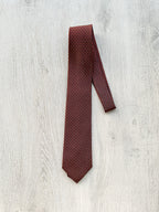 E Marinella Dark Red Navy Floral Pattern Tipped Tie