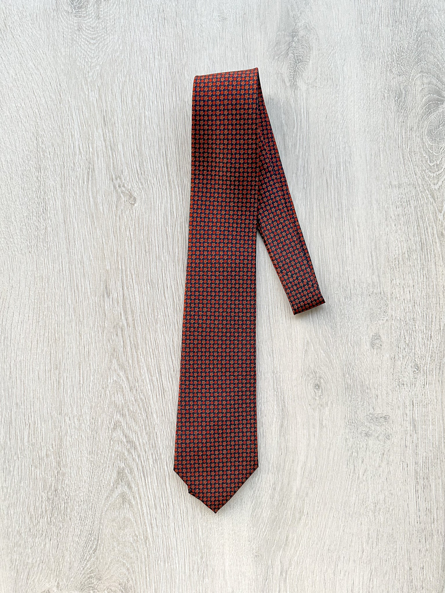 E Marinella Dark Red Navy Floral Pattern Tipped Tie