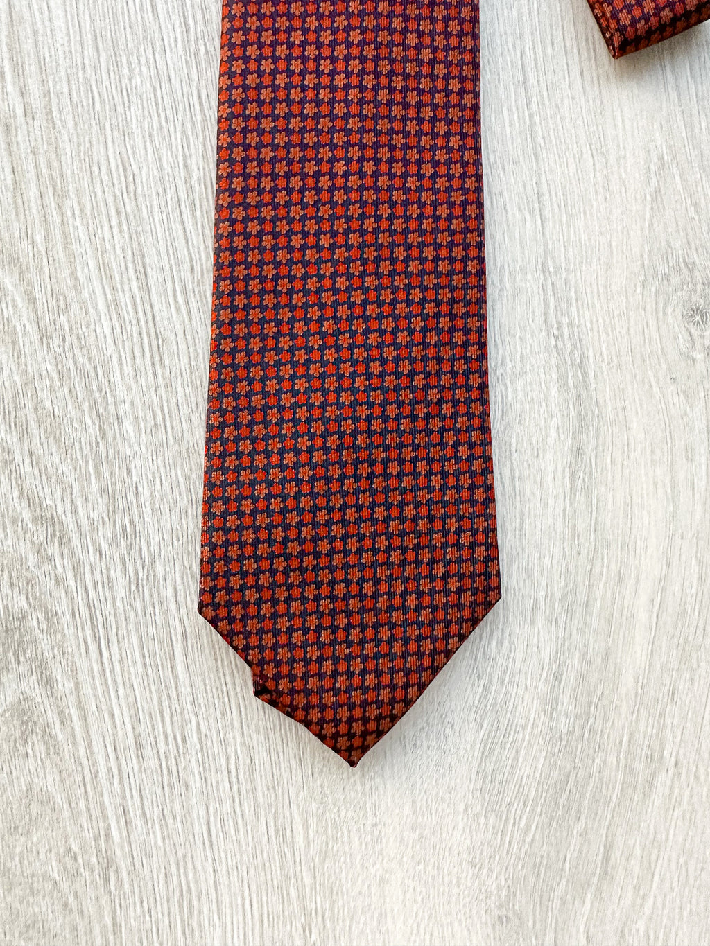 E Marinella Dark Red Navy Floral Pattern Tipped Tie