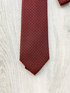 E Marinella Dark Red Navy Floral Pattern Tipped Tie