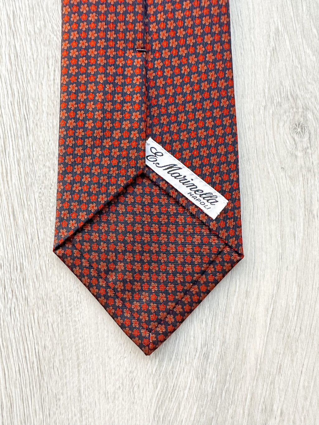 E Marinella Dark Red Navy Floral Pattern Tipped Tie