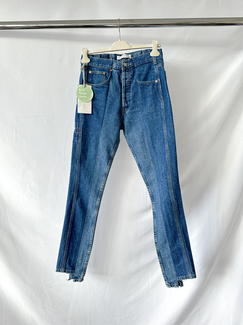 E.L.V. Denim Contrast Step Hem Straight Leg Jeans
