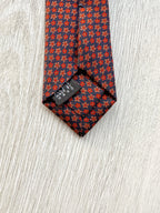 E Marinella Dark Red Navy Floral Pattern Tipped Tie