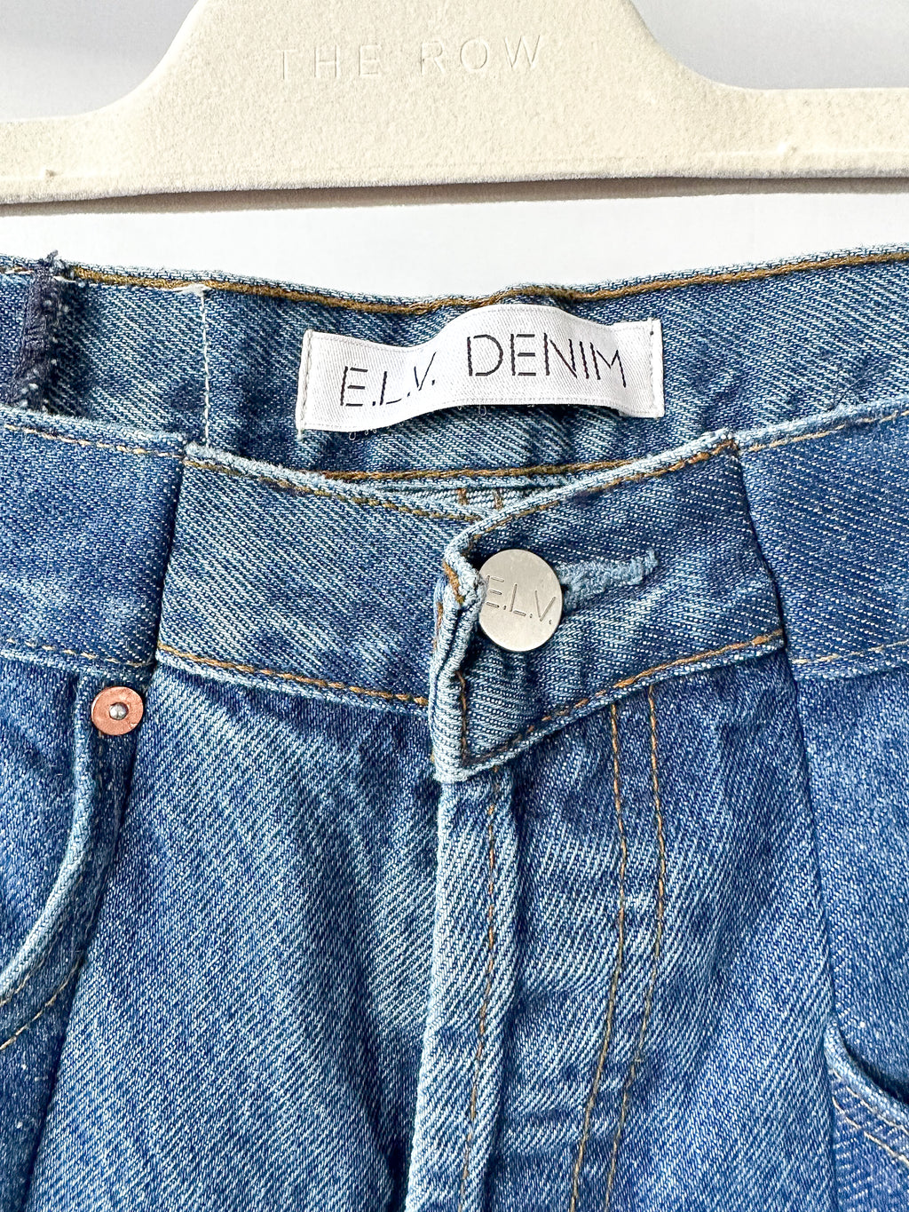E.L.V. Denim Contrast Step Hem Straight Leg Jeans