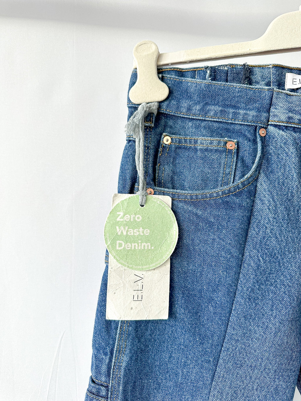 E.L.V. Denim Contrast Step Hem Straight Leg Jeans