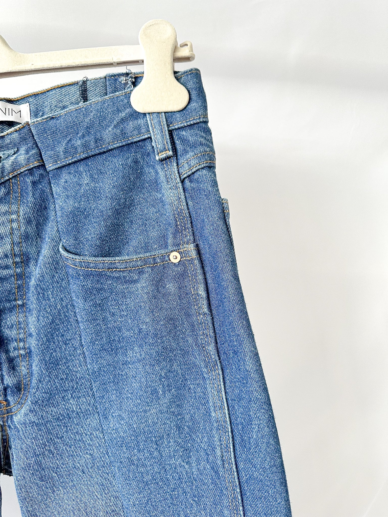 E.L.V. Denim Contrast Step Hem Straight Leg Jeans