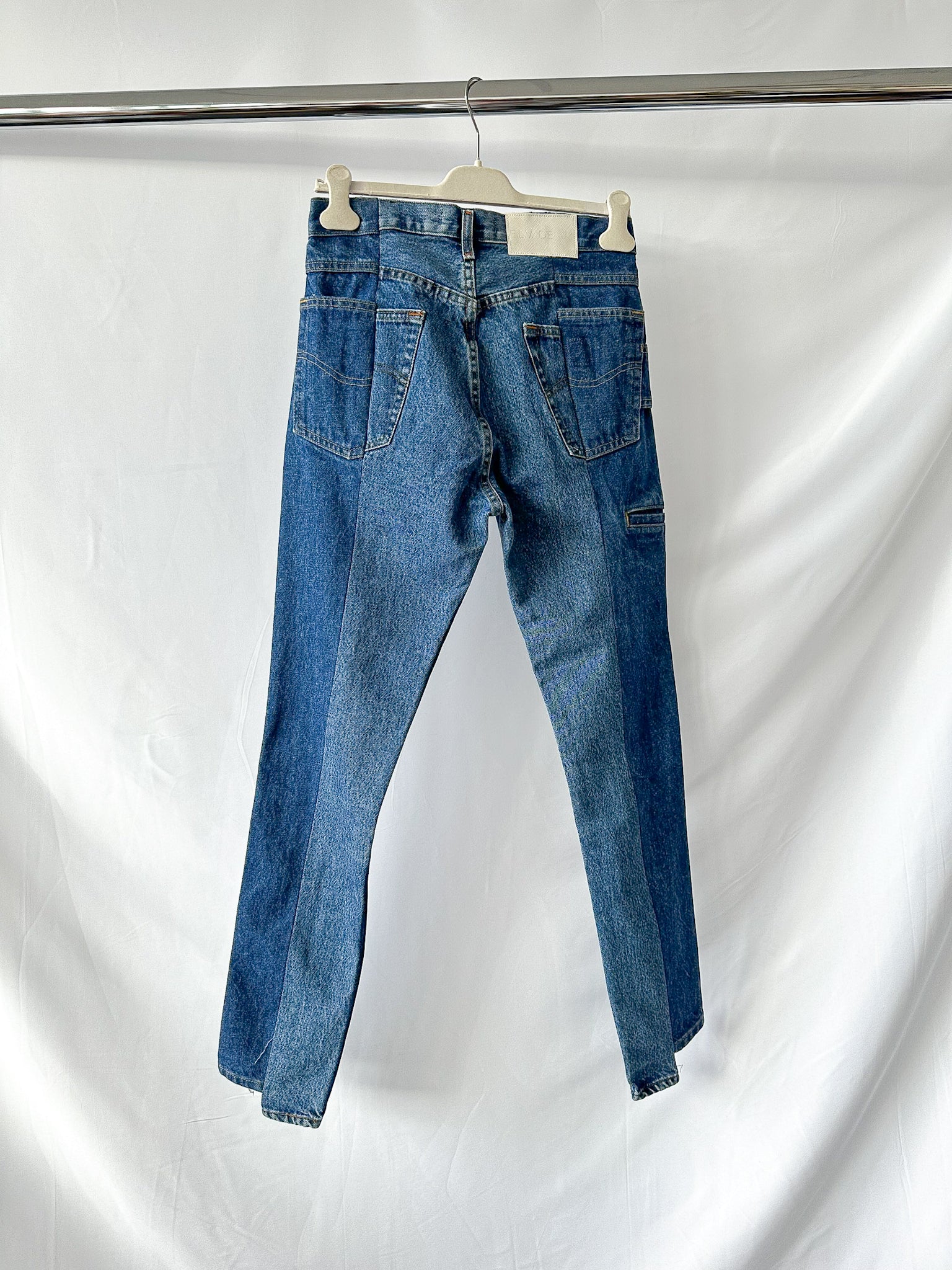 E.L.V. Denim Contrast Step Hem Straight Leg Jeans