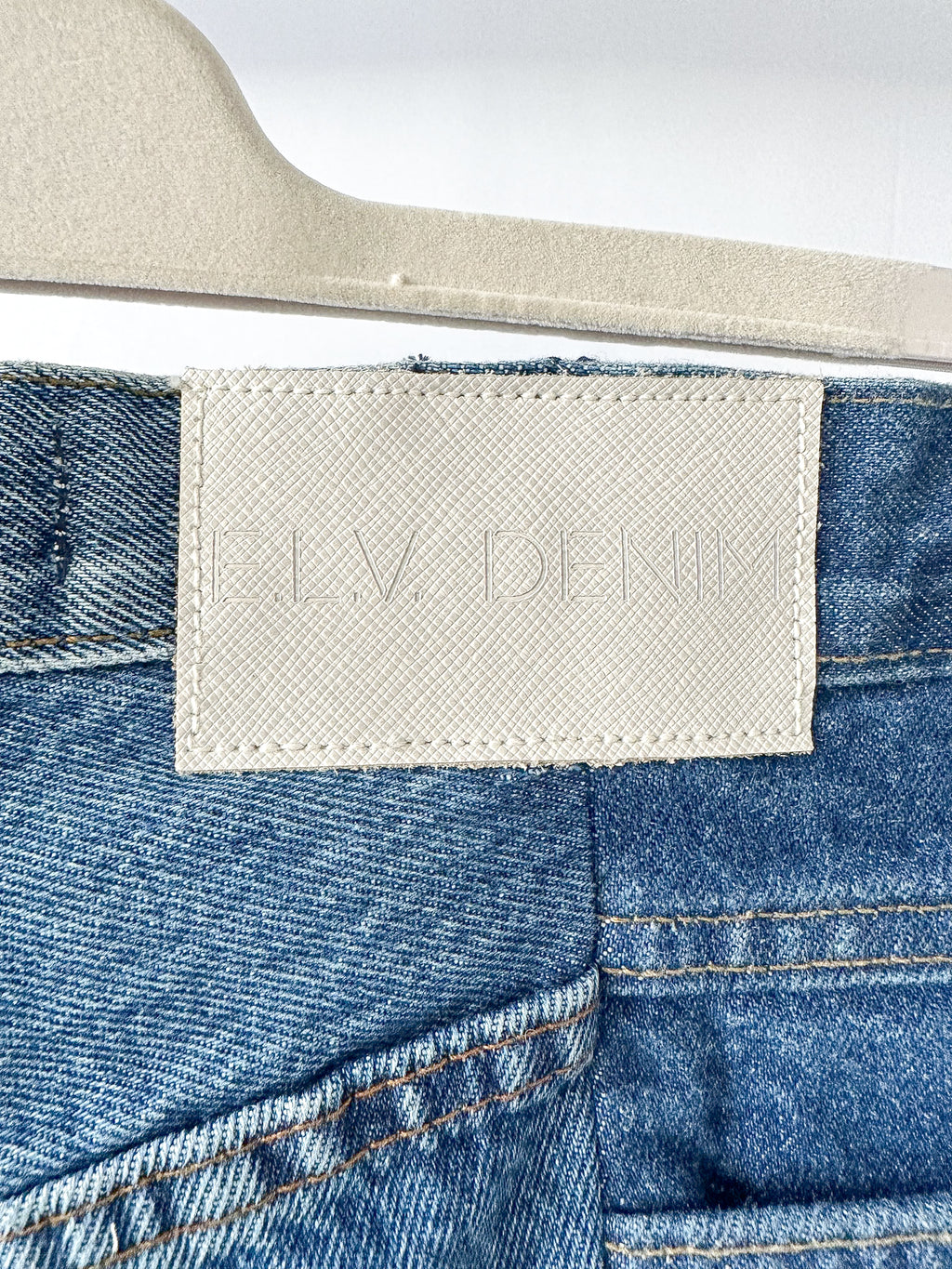 E.L.V. Denim Contrast Step Hem Straight Leg Jeans