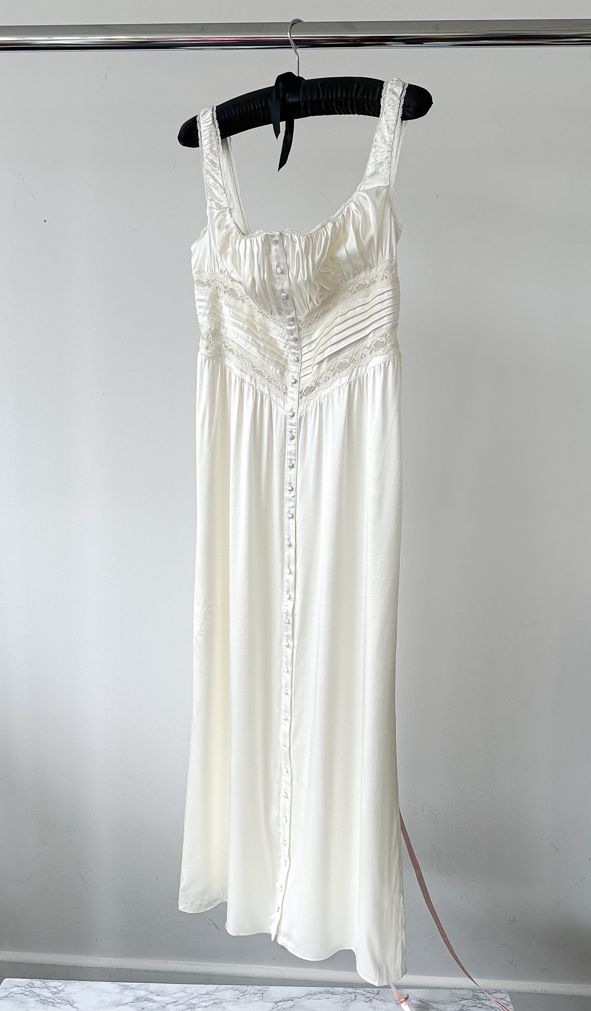 House Of CB Llliana Ivory Satin Lace Trim Slip Dress