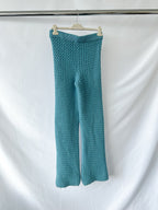 The Elder Statesman 100% Cashmere Rope Stitch Knitted Blue Trousers